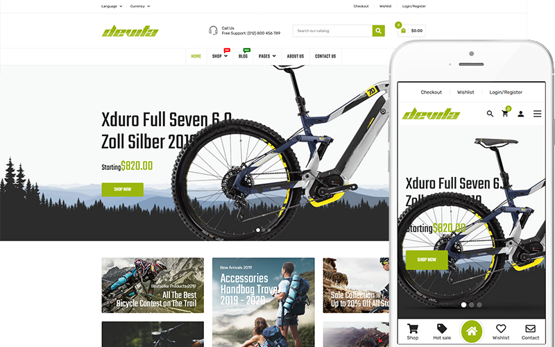 Devita -自行车的主题 & 自行车商店WooCommerce主题