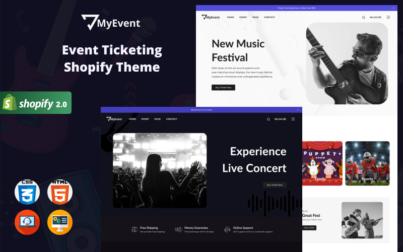 MyEvent - Tema Shopify para site de venda de ingressos