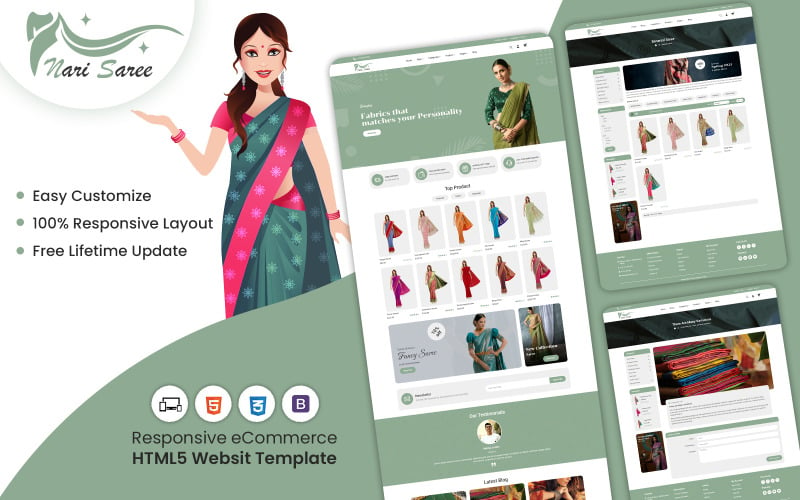 NariSaree - Saree商店HTML5网站模板