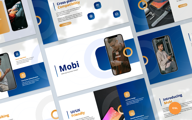 Mobi - modelo de slides do Google para apresentação de aplicativo móvel