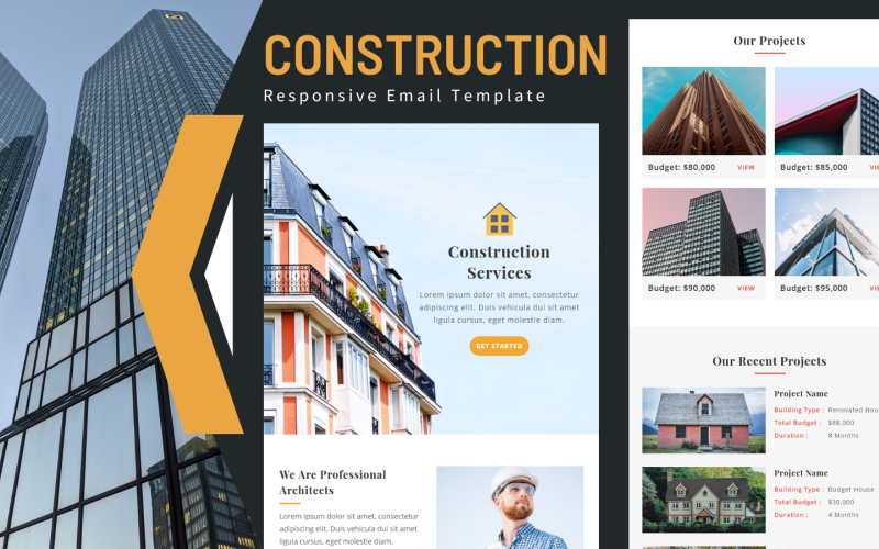 Constructie - Multifunctionele responsieve e-mailsjabloon