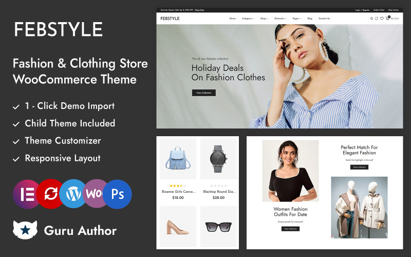 FEBSTYLE – Адаптивна тема Elementor WooCommerce для магазину моди та одягу
