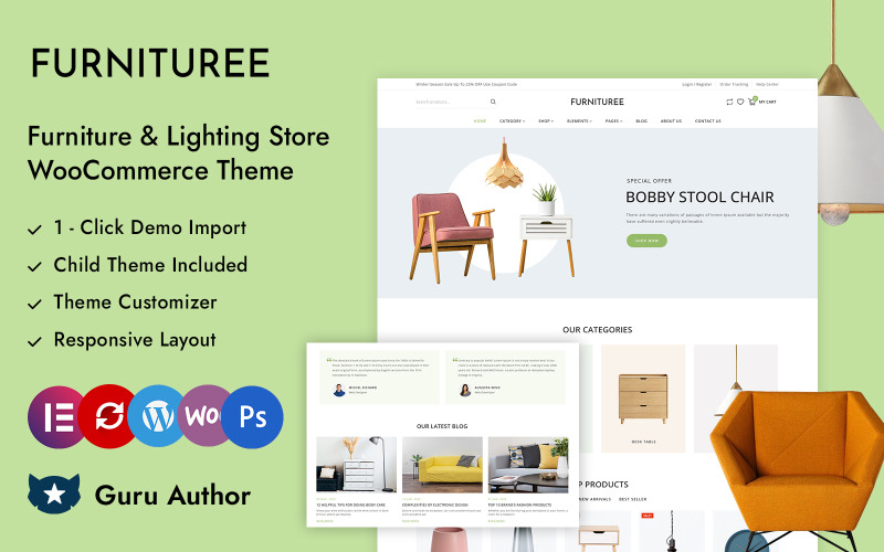 家具-元素家具和照明商店WooCommerce响应主题