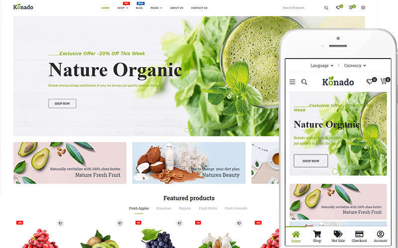 Konado - Tema de comida orgânica WooCommerce Theme