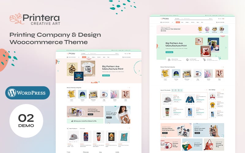 Printera – тема WooCommerce для магазину одягу Print-on-Demand (POD).