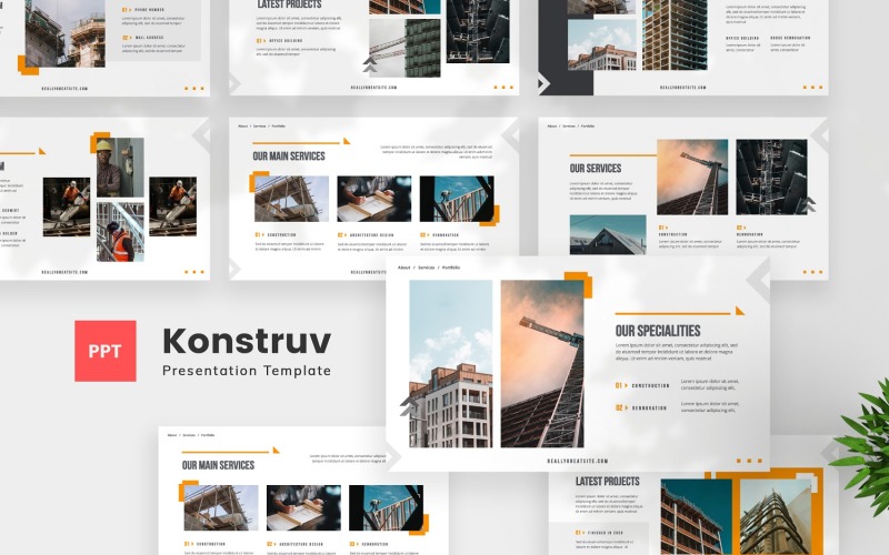 Konstruv — modelo de PowerPoint de construção