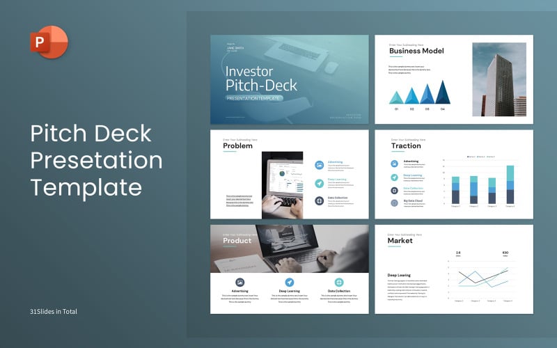 Investor Pitch Deck PowerPoint bemutatósablon