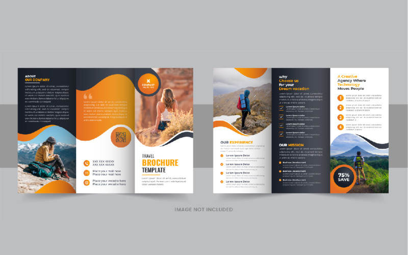 Tour en reisbureau driebladige brochure sjabloonontwerp Lay-out