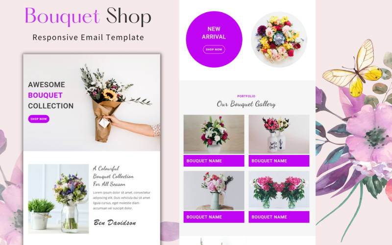 Bouquet Shop – víceúčelová responzivní e-mailová šablona