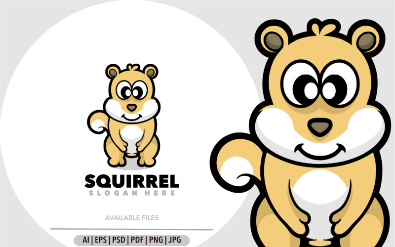 Simpatico logo del design della mascotte dei cartoni animati scoiattolo