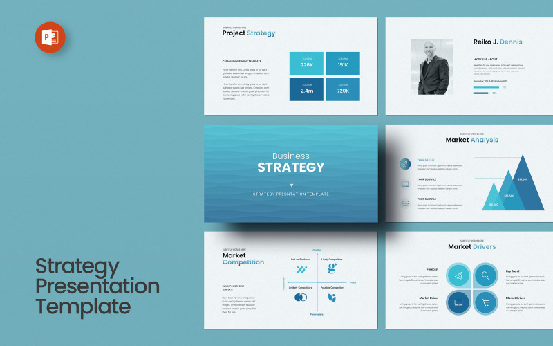 Affärsstrategi Layout PowerPoint-presentationsmall