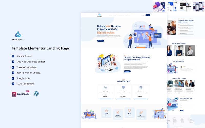 Digital World - Digital Marketing 服务 Elementor Landing page