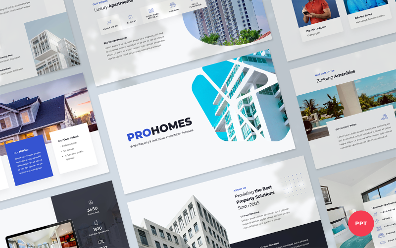 Prohomes - Presentatie van onroerend goed en onroerend goed Sjablonen PowerPoint presentatie