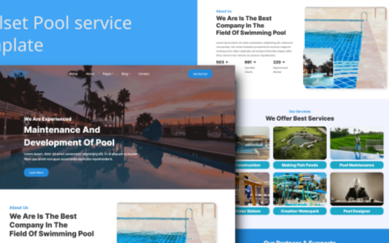 Poolset - HTML-шаблон для очистки и ремонта бассейнов
