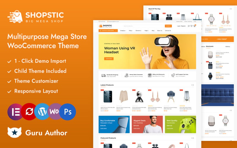 Shopstic – Prémiový Mega Store Responzivní motiv Elementor WooCommerce