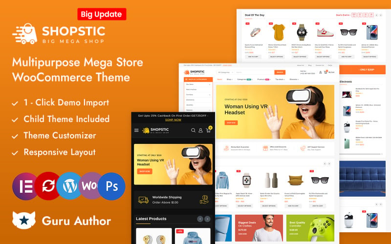 Shopstic - Theme 响应 Premium Mega Store Elementor WooCommerce