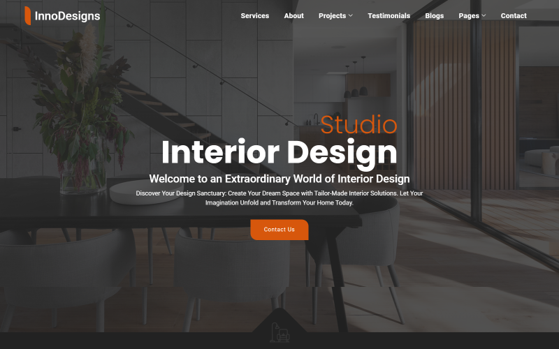 InnoDesigns - Modelo de site de estúdio de design de interiores e móveis