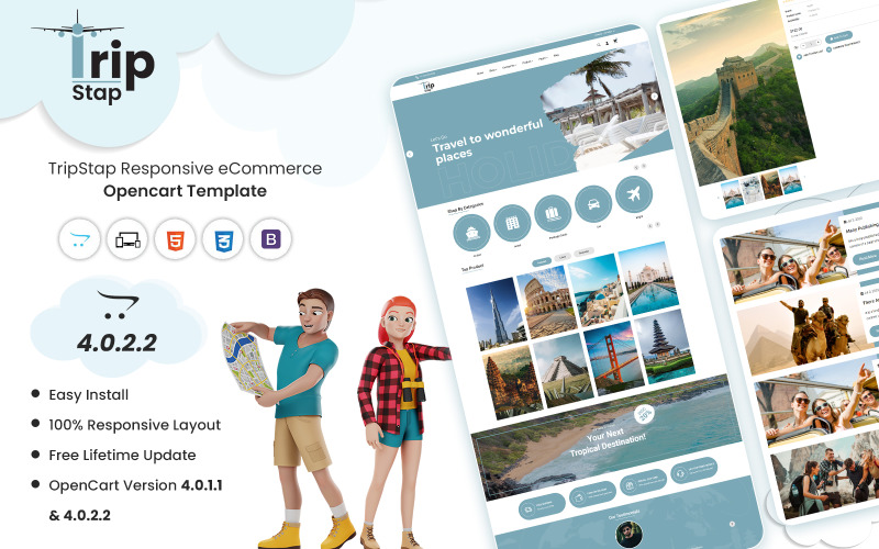 Tripstap - Modello OpenCart 4 per tour, hotel, viaggi