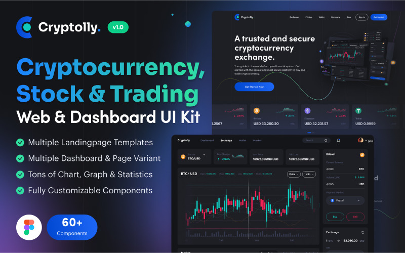 Cryptolly -加密货币网络 & 仪表板UI工具包
