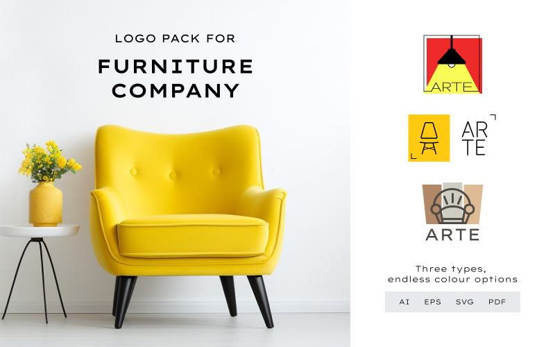 ARTE — Pacchetto logo vivace ed elegante per un'azienda di mobili
