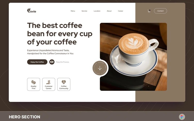 Covie Coffee Shop Hero Section Figma Template