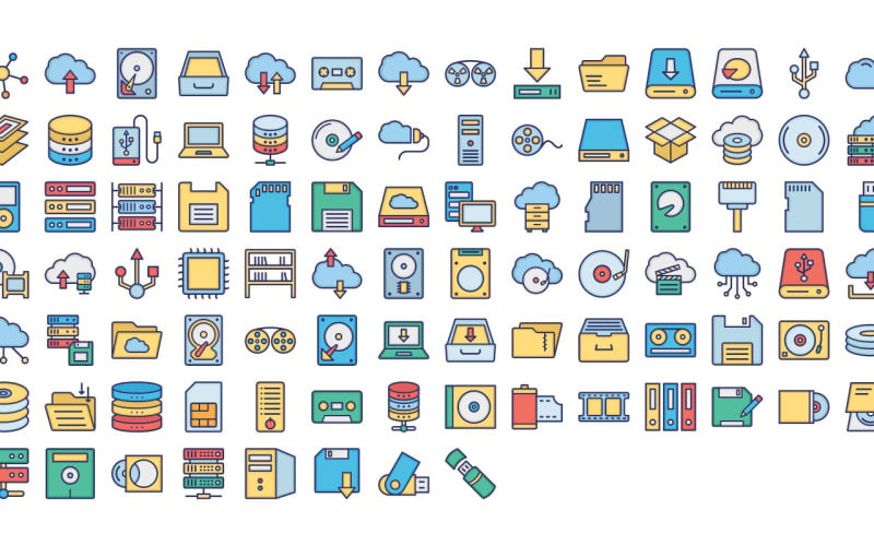 Gegevensopslag en Server Vector Icon Pack