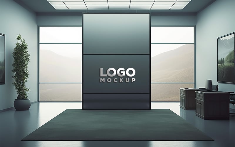 Maquete de logotipo de parede de vidro premium | Maquete de Edifício de Vidro | Modelo de logotipo | Modelo de logotipo de metal de vidro