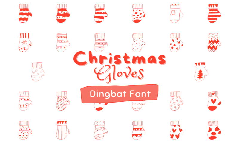 Boże Narodzenie - Rękawiczki - Dingbat - Czcionka