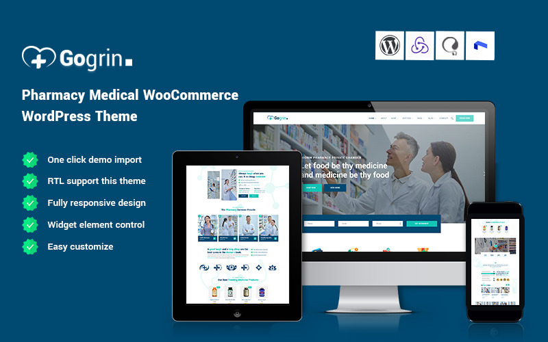 Gogrin - Pharmacy & 医疗WordPress WooCommerce WordPress主题