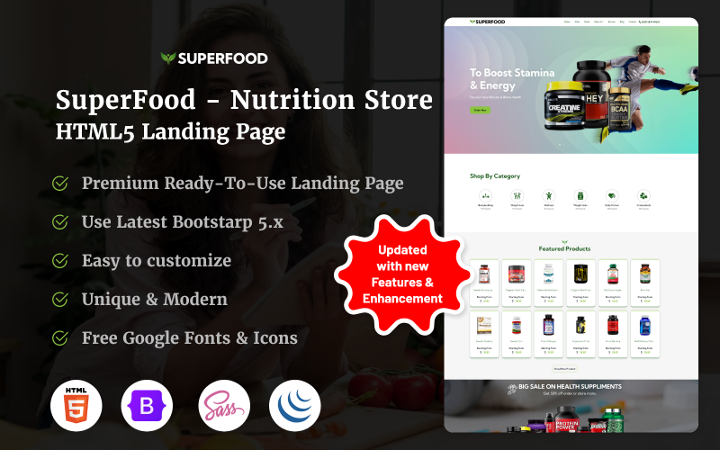 SuperFood - Pagina di destinazione HTML5 del negozio di nutrizione