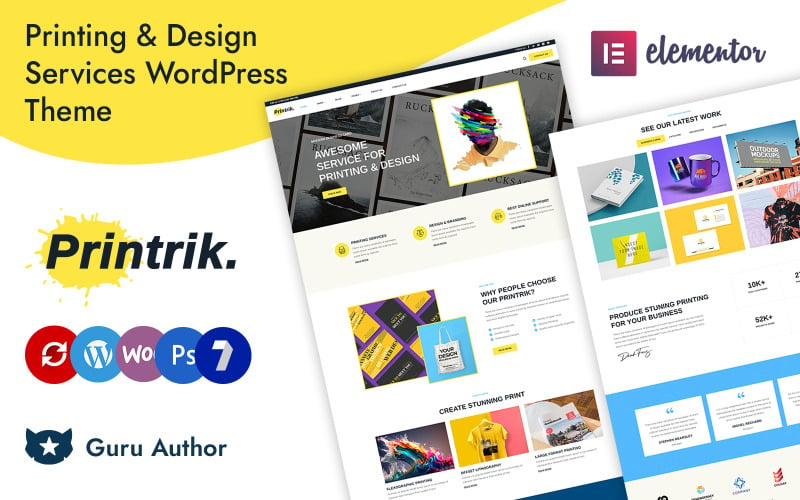 Printrik - Thème WordPress Elementor pour le service d'impression et de conception