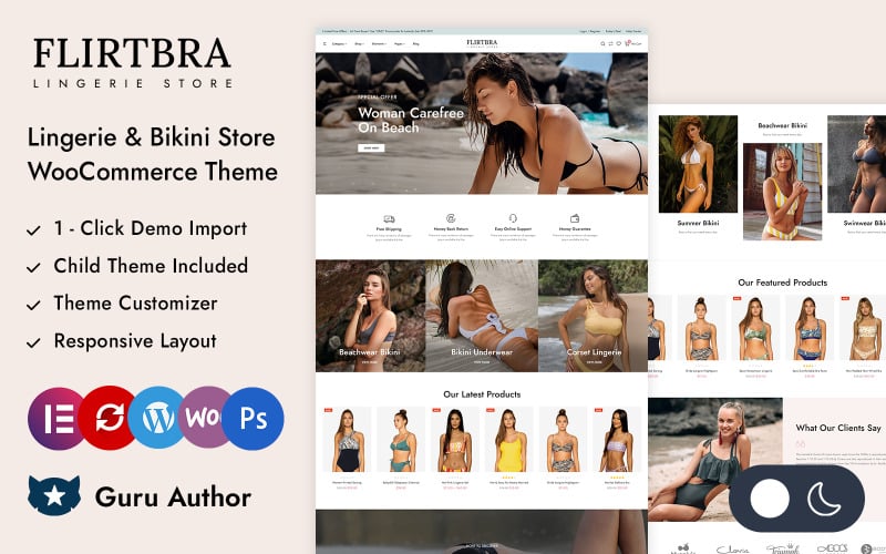 Flirtbra -沙滩穿比基尼和内衣商店元素WooCommerce响应主题