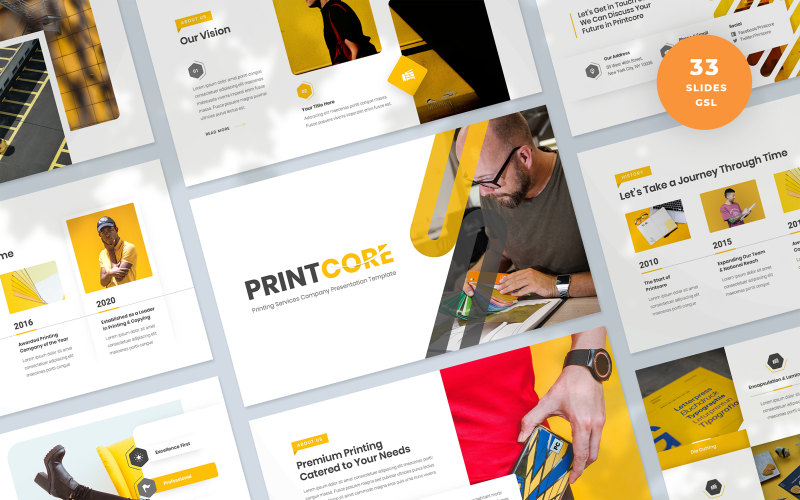 Printcore - Basım Şirketi Sunumu Google Slayt Şablonu