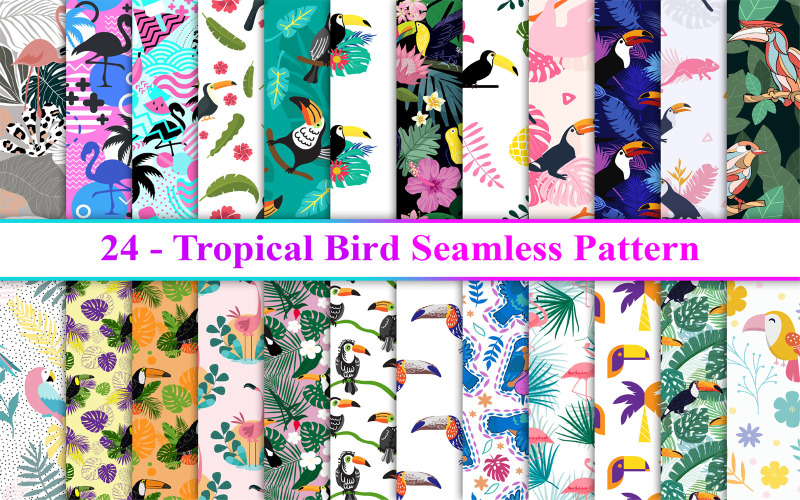 热带鸟类无缝图案，鸟类无缝图案，鸟类图案