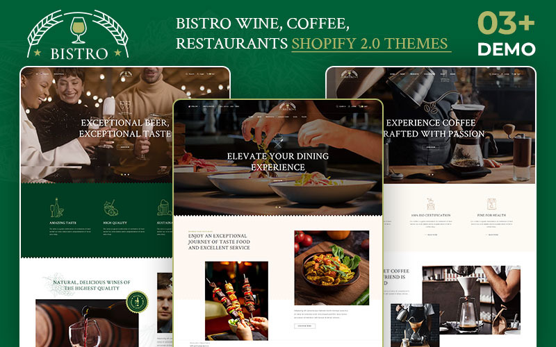 Bistro - Şarap, Kahve ve Restoran Yiyecek Çok Amaçlı Shopify 2.0 Duyarlı Teması