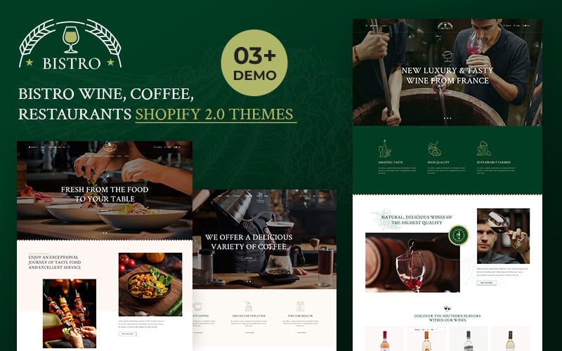 Bistro - Şarap, Yiyecek ve Kahve Çok Amaçlı Shopify 2.0 Duyarlı Teması
