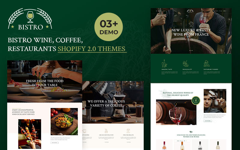 Bistro – багатоцільова адаптивна тема Shopify 2.0 для вина, їжі та кави