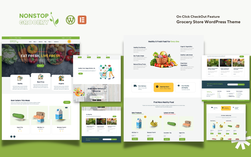 NonStop Grocery - Ett klick Kolla in mat & ekologisk mat tema