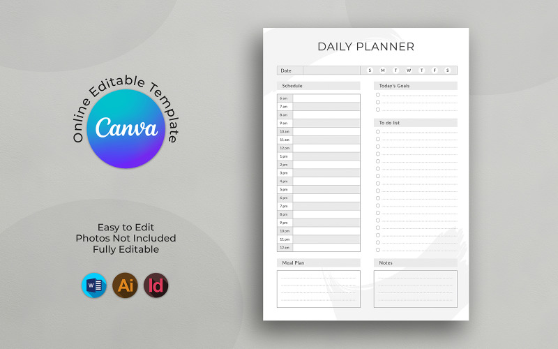 Modèle de planificateur quotidien, hebdomadaire et mensuel Canva