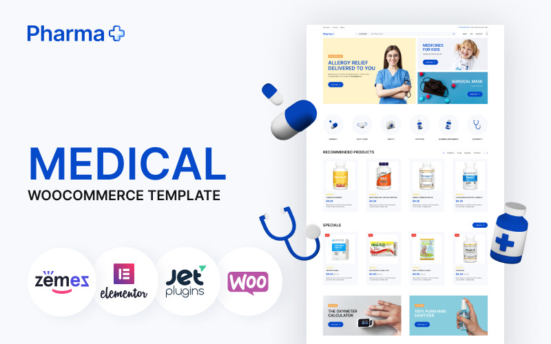 Pharma+ — motyw medyczny, drogeryjny WooCommerce