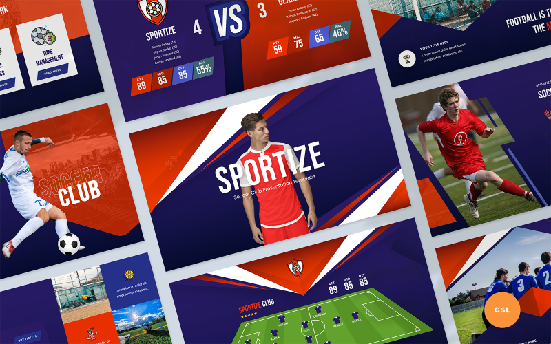 Sportize - Modelo de Apresentações Google de Clubes de 足球 e 足球
