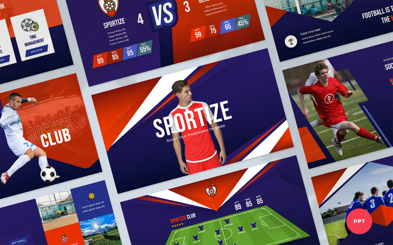 Sportize - modelo de 演示文稿 de apresentação de clubes de futebol e futebol
