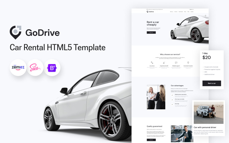 GoDrive — szablon strony internetowej Bootstrap 5 do wypożyczania samochodów