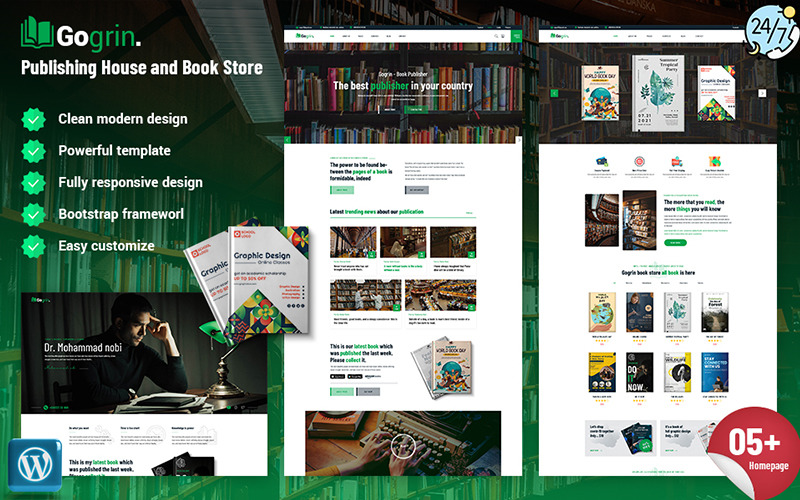 Gogrin - förlag och bokhandel WordPress-tema