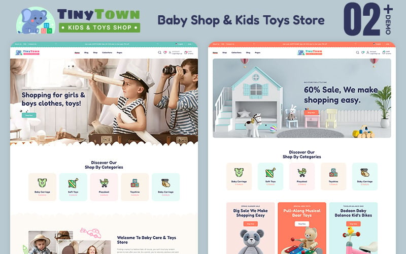 TinyTown - Çocuk Oyuncakları ve Bebek Moda Mağazası Çok Amaçlı Shopify 2.0 Duyarlı Teması