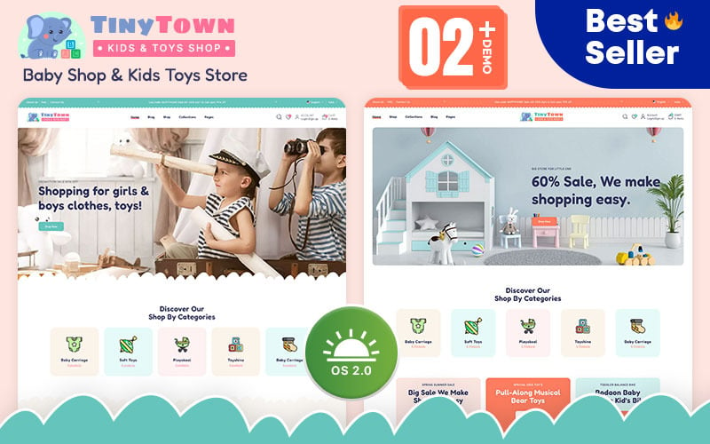 TinyTown -儿童玩具和婴儿时装店多功能.0 响应式模板