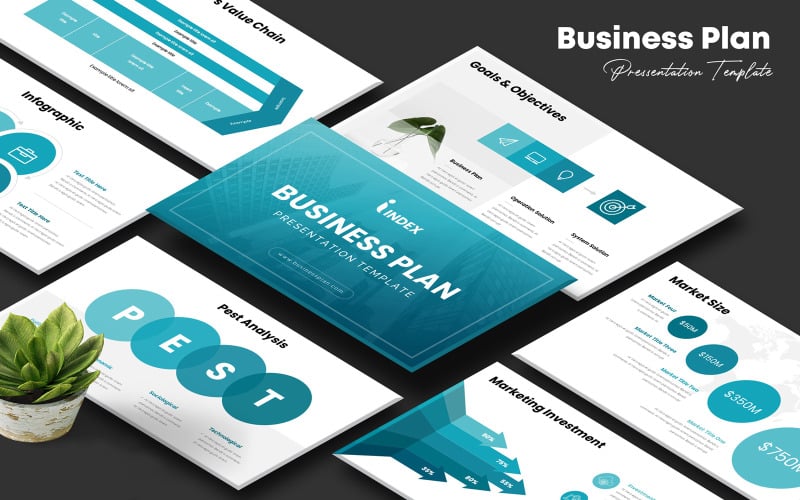 Diseño de PowerPoint de infografía de plan de negocios