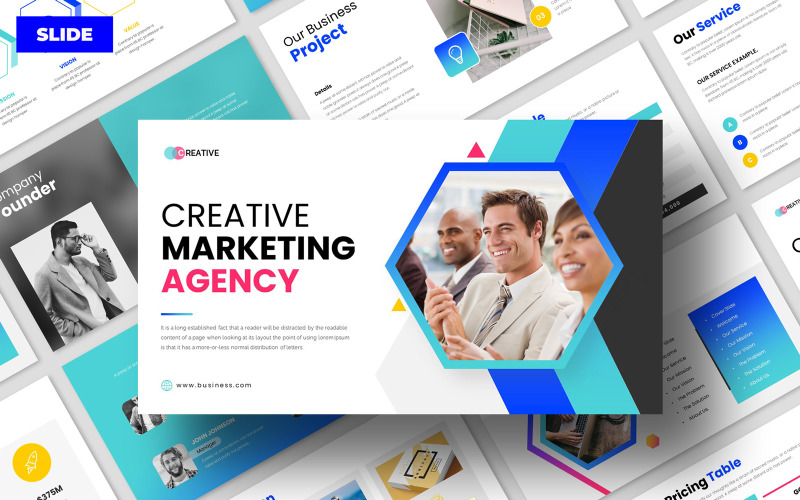 Modello di Presentazioni Google dell'agenzia di marketing creativo
