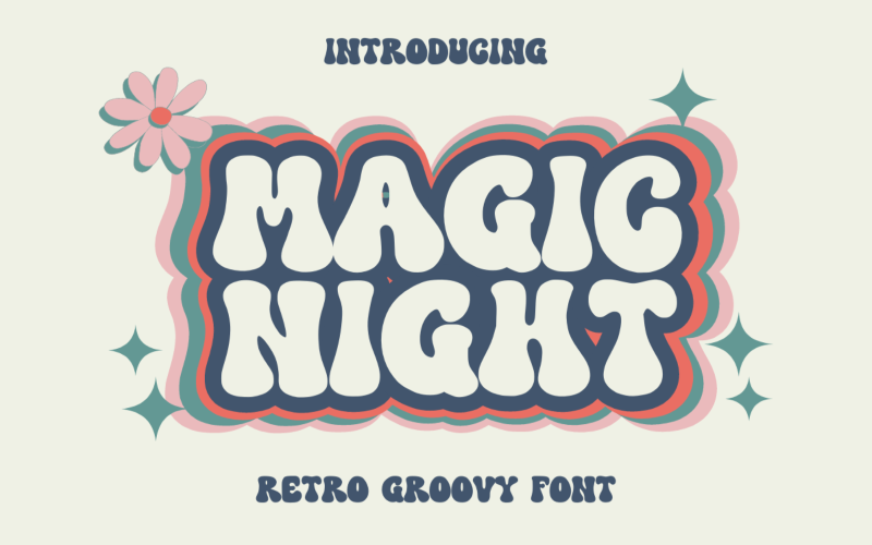 Noche mágica - Fuente retro Groovy