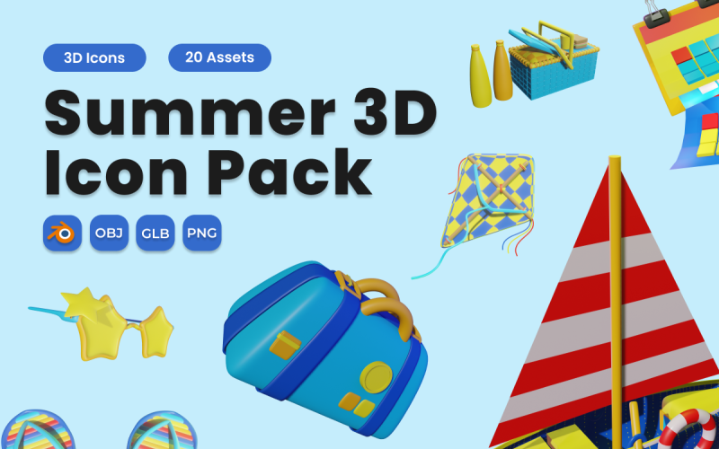 Pack d'icônes 3D d'été Vol 3